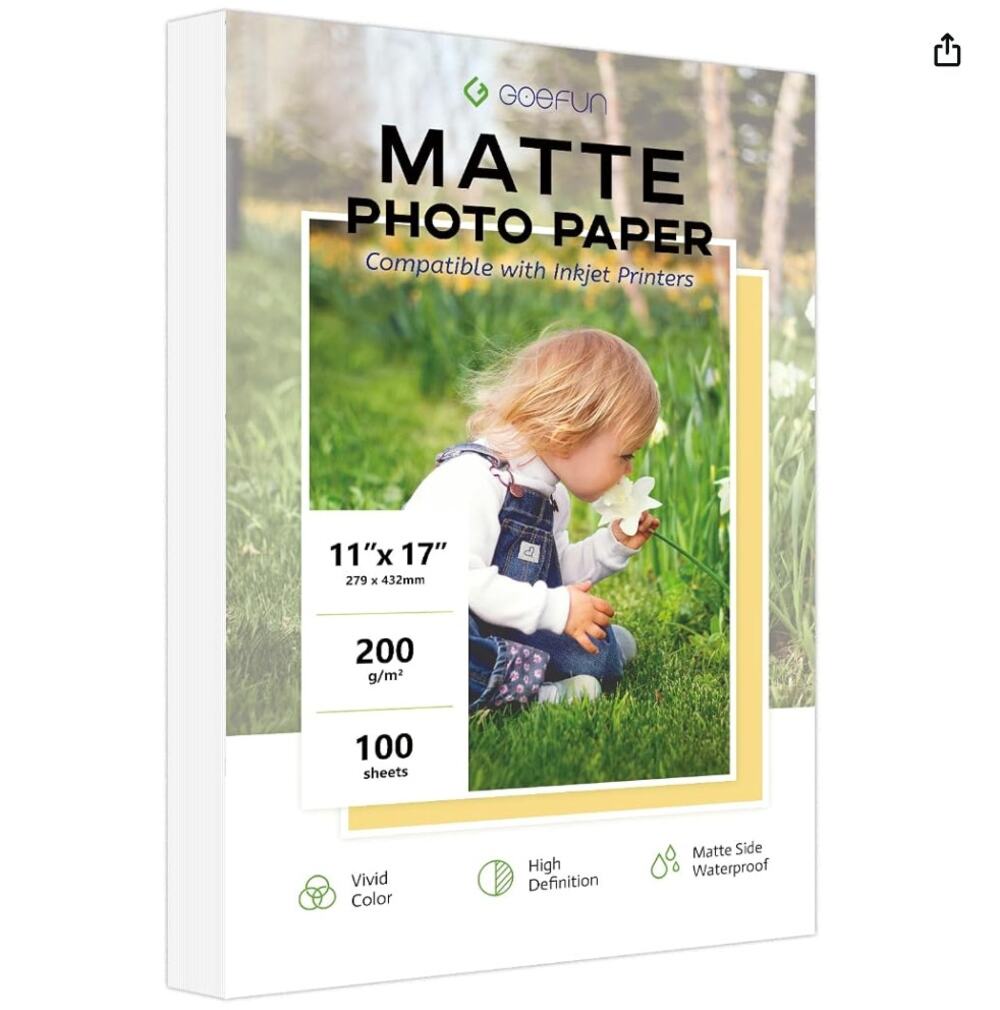 11x17 Matte Photo Paper, Inkjet Photo Paper- 50 Sheets